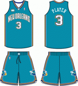 Oklahoma City/New Orleans Hornets, divisa da trasferta. 2005/06-2006/07. Con scritta New Orleans.