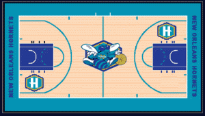Parquet Hornets 2002-05. New Orleans LA, New Orleans Arena.